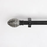 Metal Stud Finial Extendable Curtain Rod Black 25MM (Hardware Included) - The Decor Mart 