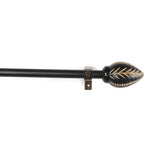 Manifesto Wooden Finial Extendable Curtain Rod Black 19MM (Hardware Included) - The Decor Mart 