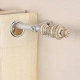 Carved Distressed White Finial Extendable Curtain Rod White 25MM (Hardware Included) - The Decor Mart 