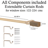 Scarred Wood Finial Extendable Curtain Rod Beige 19MM (Hardware Included) - The Decor Mart 