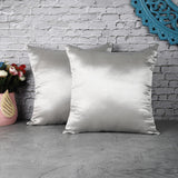Satin Cushion Cover- Charcoal (Set of 2) - The Decor Mart 