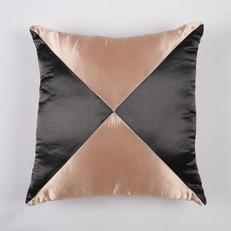 Cross Satin Cushion Cover- Black & Pink (Set of 2) - The Decor Mart 