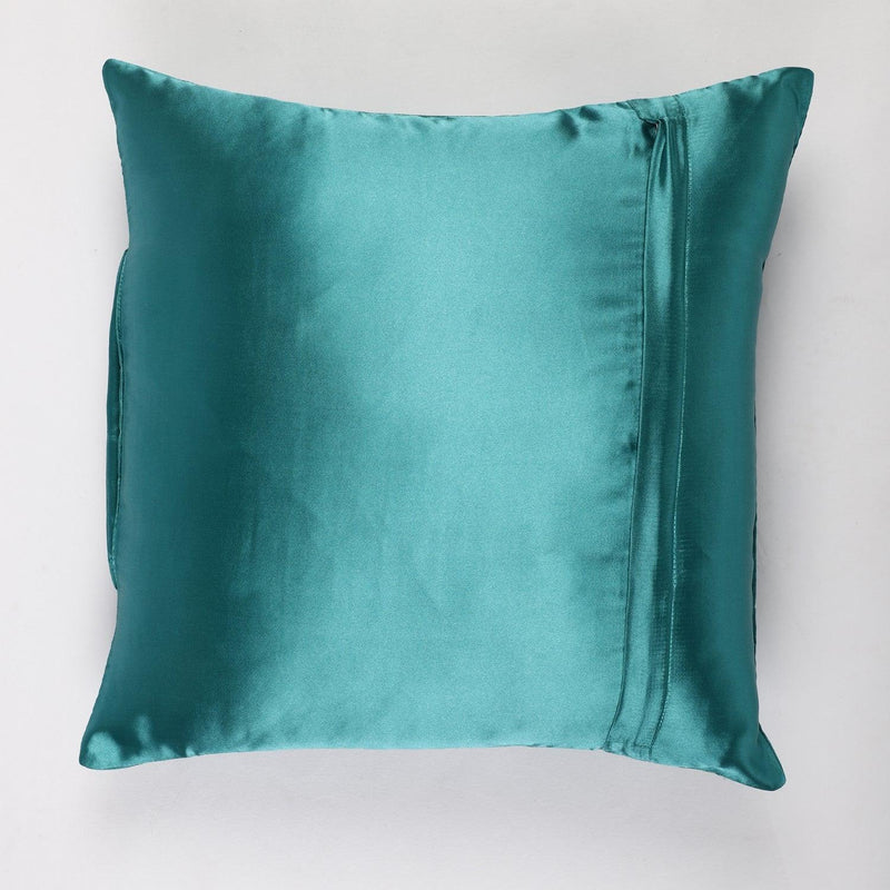 Fold Satin Cushion Cover- Turquoise (Set of 2) - The Decor Mart 