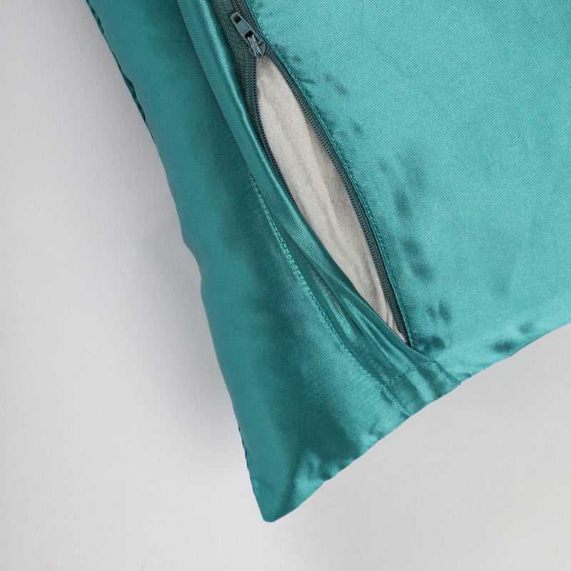 Fold Satin Cushion Cover- Turquoise (Set of 2) - The Decor Mart 
