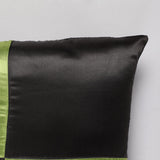 Satin Cushion Cover- Green & Black (Set of 2) - The Decor Mart 