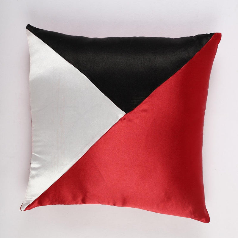 BW Asymmetrical Satin Cushion Cover- Red (Set of 2) - The Decor Mart 