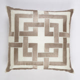 Geometric Satin Cushion Cover- White & Brown (Set of 2) - The Decor Mart 