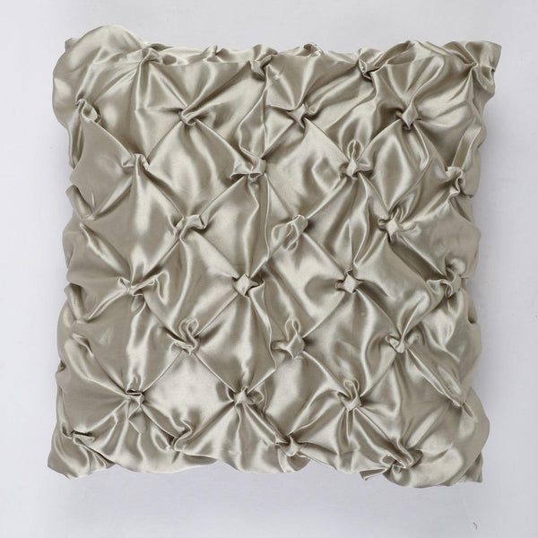 Quilted Satin Cushion Cover- Ivory (Set of 2) - The Decor Mart 