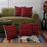 Cotton Two Way Printed Cushion Cover- Red (Set of 5) - The Decor Mart 