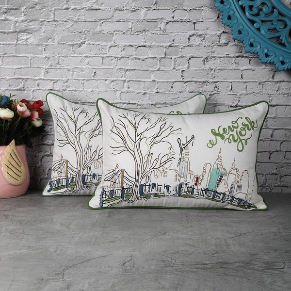 Cotton New York Cushion Cover (Set of 2) - The Decor Mart 