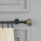 Antique Glass Finial Extendable Double Curtain Rod Black 25MM (Hardware Included) - The Decor Mart 