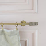 Scarred Wood Finial Extendable Double Curtain Rod Beige 19MM (Hardware Included) - The Decor Mart 
