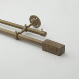 Scarred Wood Finial Extendable Double Curtain Rod Beige 19MM (Hardware Included) - The Decor Mart 