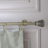 Tapered Natural Wooden Finial Extendable Single Double Curtain Rod Gold 19MM (Hardware Included) - The Decor Mart 