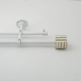 Linear White Distressed Finial Extendable Single Double Curtain Rod White 19MM (Hardware Included) - The Decor Mart 