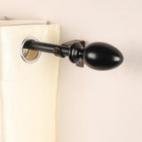 Regalia Wooden Finial Extendable Curtain Rod Black 19MM (Hardware Included) - The Decor Mart 
