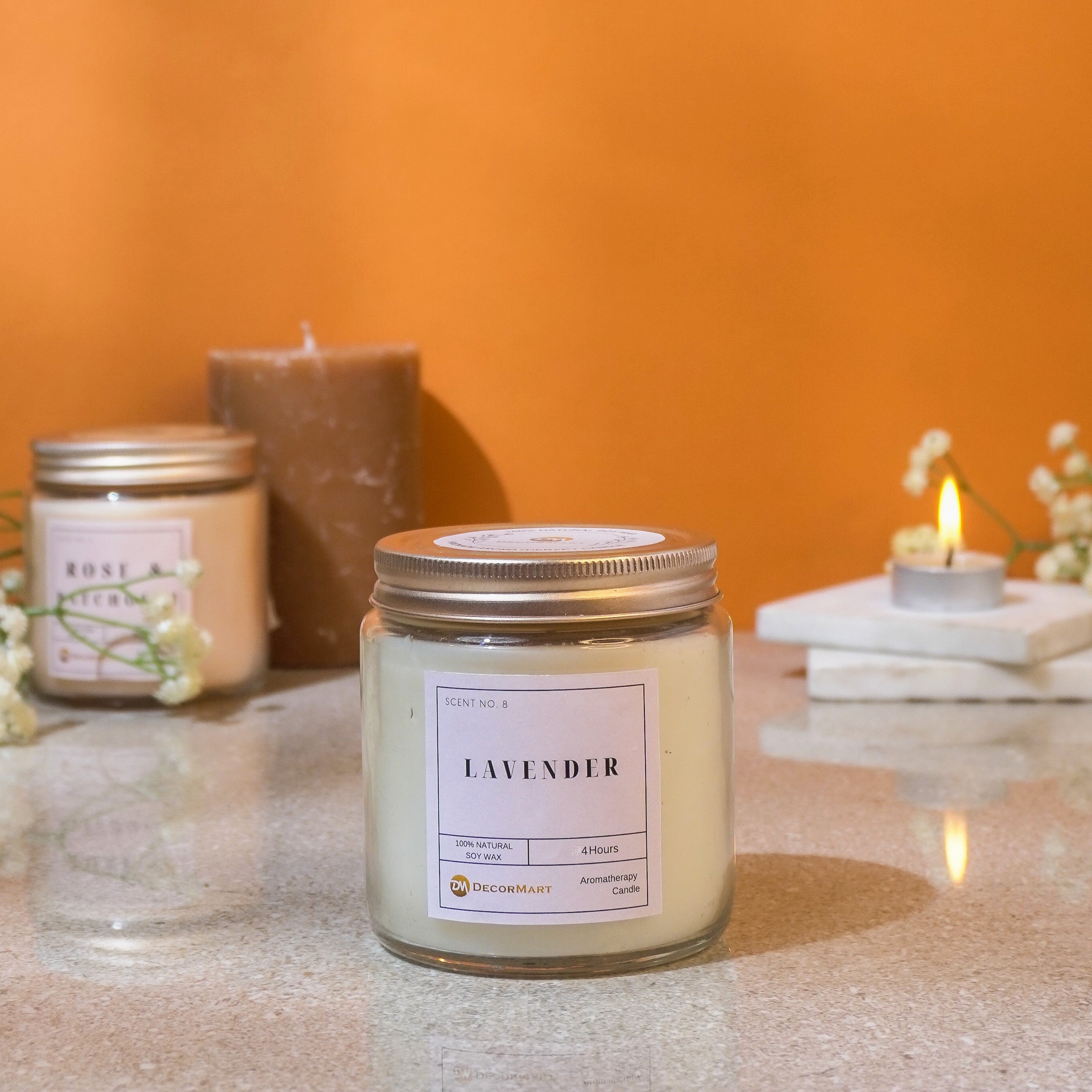 Lavender Scented Candle Jar With Lid The Decor Mart