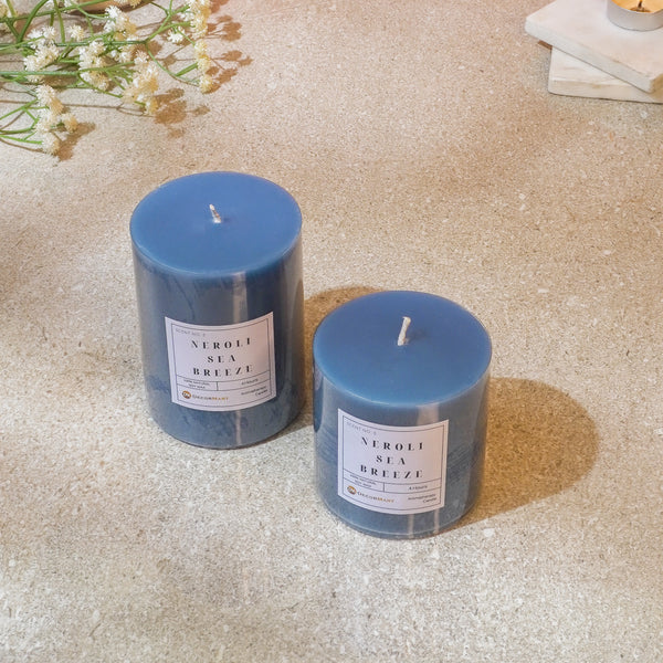Nerouli Sea Breeze Scented Candles Set Of 2 (Medium, Small)