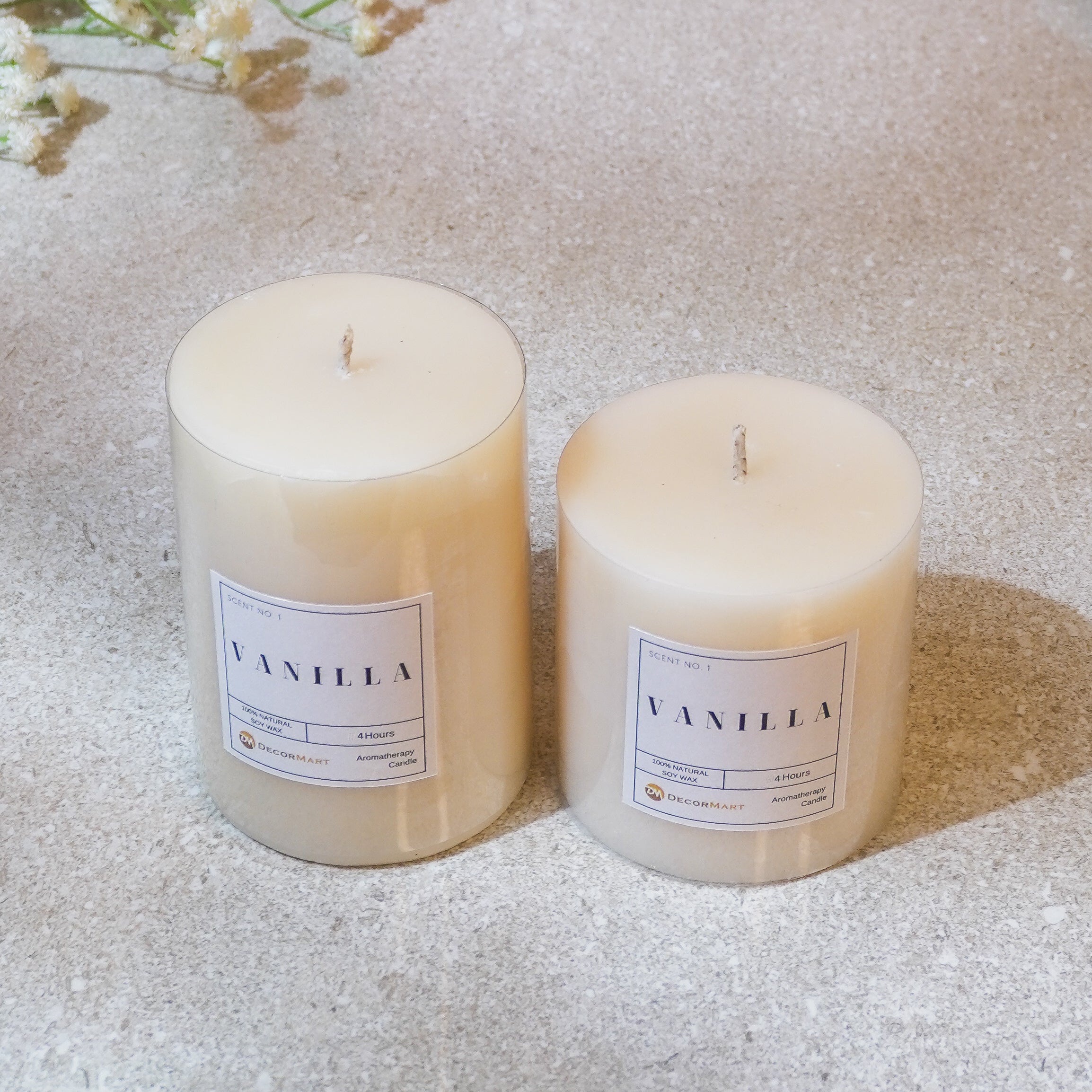 Vanilla Scented Pillar Candles Set Of 2 The Decor Mart