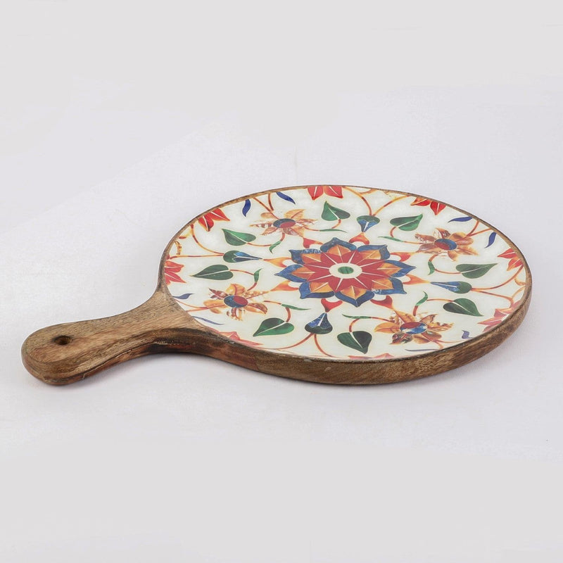 Wooden Meena Serving Platter- White - The Decor Mart 