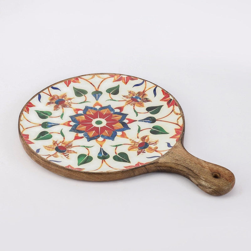 Wooden Meena Serving Platter- White - The Decor Mart 