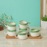 Green Glazed Ceramic Tea Cups Set of 6