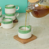 Green Glazed Ceramic Tea Cups Set of 6