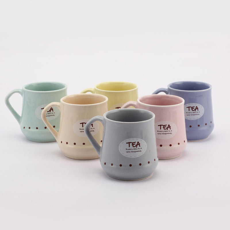 Ceramic Pastel Tea Mugs- Set of 6 - The Decor Mart 