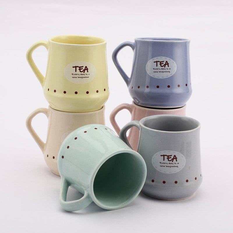 Ceramic Pastel Tea Mugs- Set of 6 - The Decor Mart 