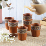 Ceramic Mandana Art Kullad- Brown (Set of 6)