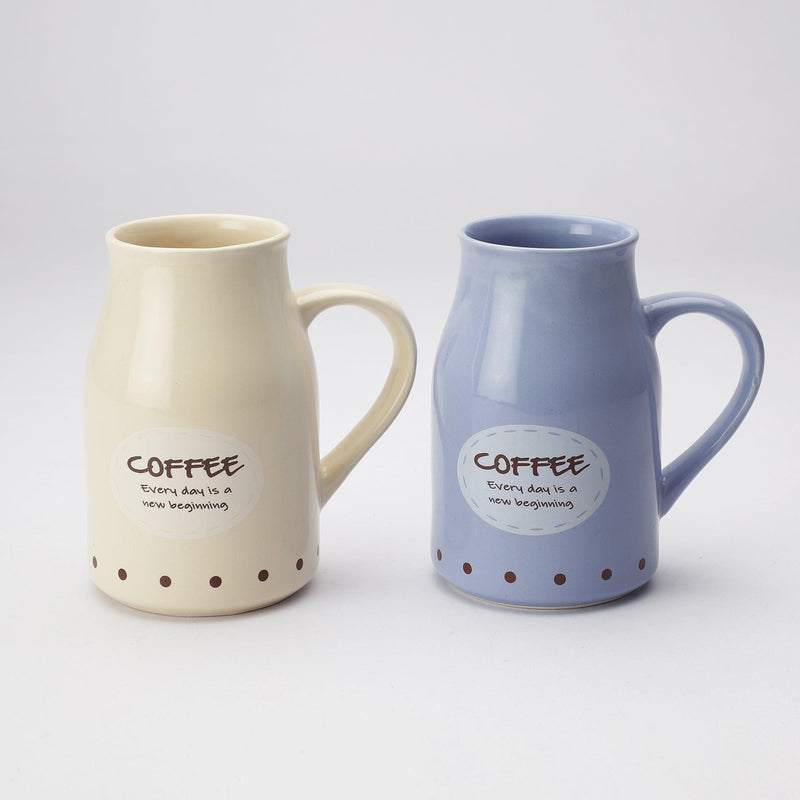 Ceramic Pastel Mug- Blue & Beige  (Set of 2) - The Decor Mart 