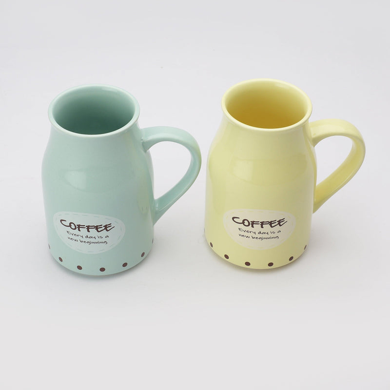 Ceramic Pastel Mug- Lemon & Mint  (Set of 2) - The Decor Mart 