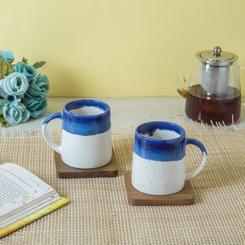 Blue Glazed ceramic Mug Set of 2