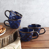 Ceramic Blue Gold Glazed Mug- Set of 4 - The Decor Mart 