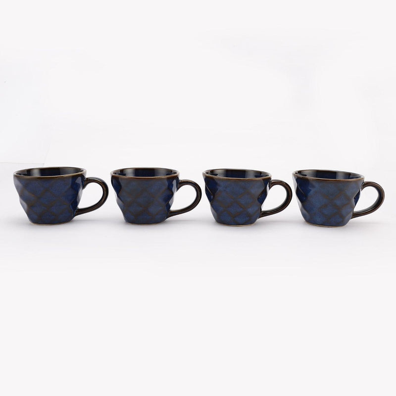 Ceramic Blue Gold Glazed Mug- Set of 4 - The Decor Mart 