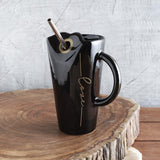 Ceramic Glazed Straw Mug- Black - The Decor Mart 
