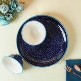 Navy Blue Mandala Ceramic Plate and Bowl Set