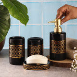 Ceramic Gold Bath Accessory Set- Black