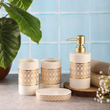 Ceramic Gold Bath Accessory Set- White
