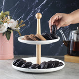 Ceramic Wood Two-Tier Cupcake Stand