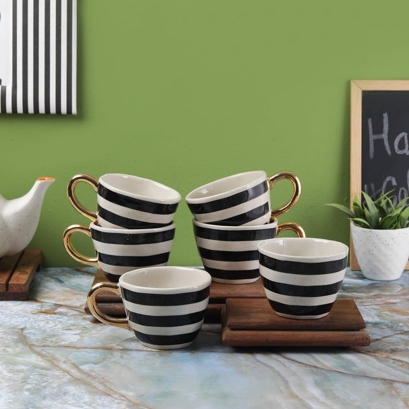 Ceramic Bohemic BW Stripe Cups - The Decor Mart 