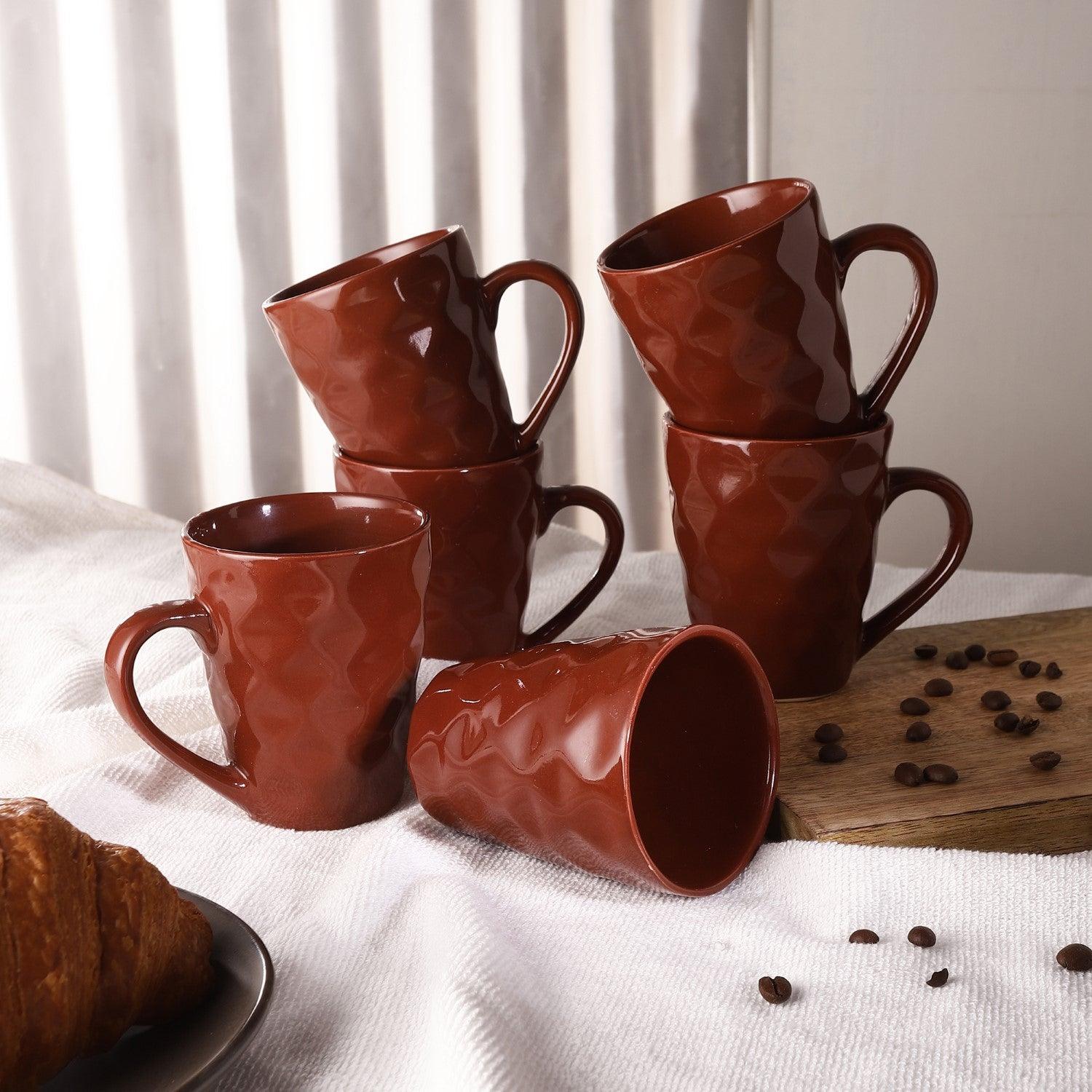 Red Mug Set Ceramic Flowy Red Mug Set Of 6 – The Decor Mart