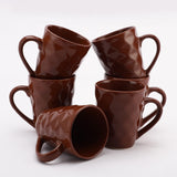 Ceramic Flowy Red Mug Set  Of 6 - The Decor Mart 