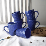 Ceramic Flowy Blue Mug Set  Of 6 - The Decor Mart 