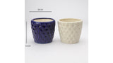 The Decor Mart Oxford Blue And Spotted Off-White Handcrafted Textured  Ceramic Planter - Set Of 2 - The Decor Mart 