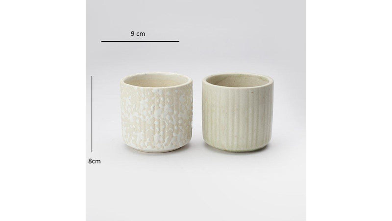The Decor Mart Tiny Textured Handcrafted  Ceramic Planter - Set Of 2 - The Decor Mart 