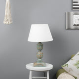 Distressed Aqua Table Lamp With Shade (Bulb Included) - The Decor Mart 