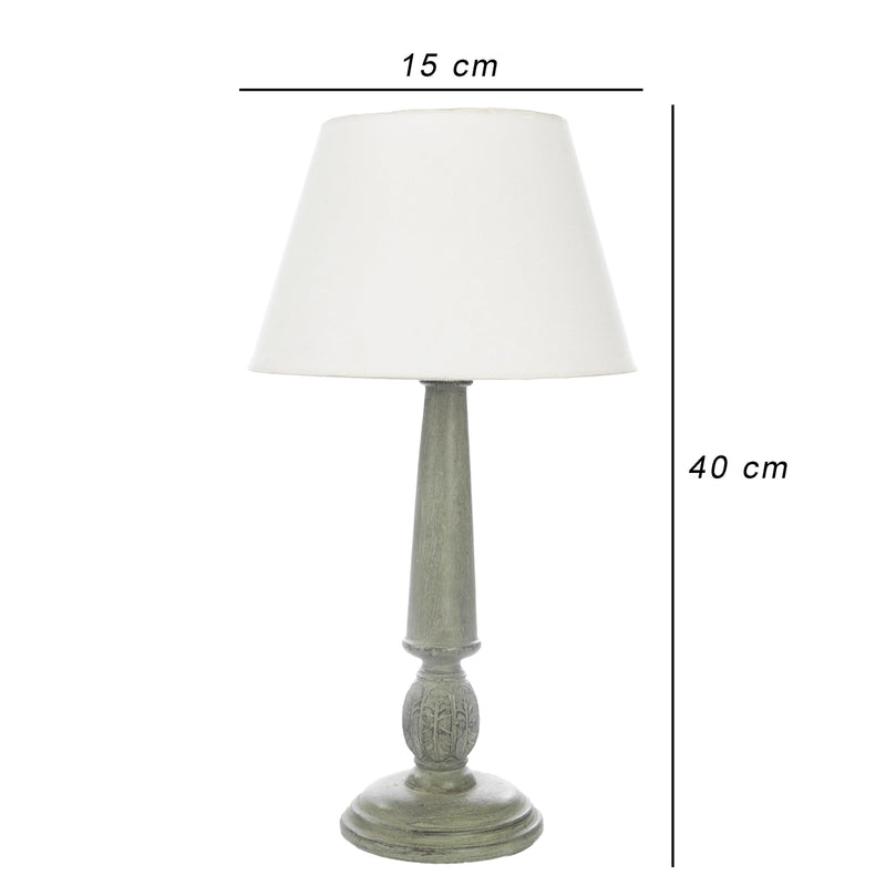 The Decor Mart Antique Pillar, Hand Crafted Olive Green Table Lamp With Shade (Includes Bulb) - The Decor Mart 