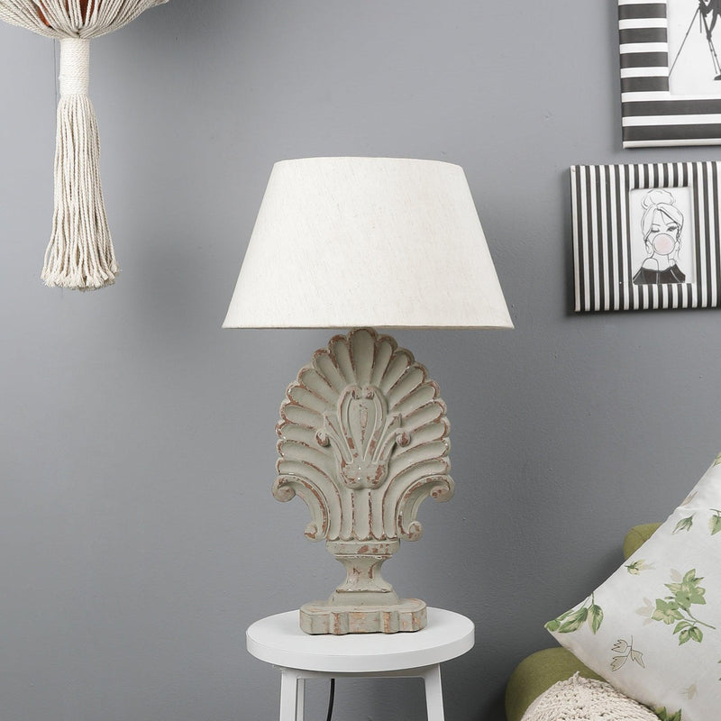 The Decor Mart Antique Handcrafted Light Grey Table Lamp With Shades (Includes Bulb) - The Decor Mart 
