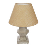 Distressed Pedestal Wood Table Lamp With Shade (Bulb Included) - The Decor Mart 